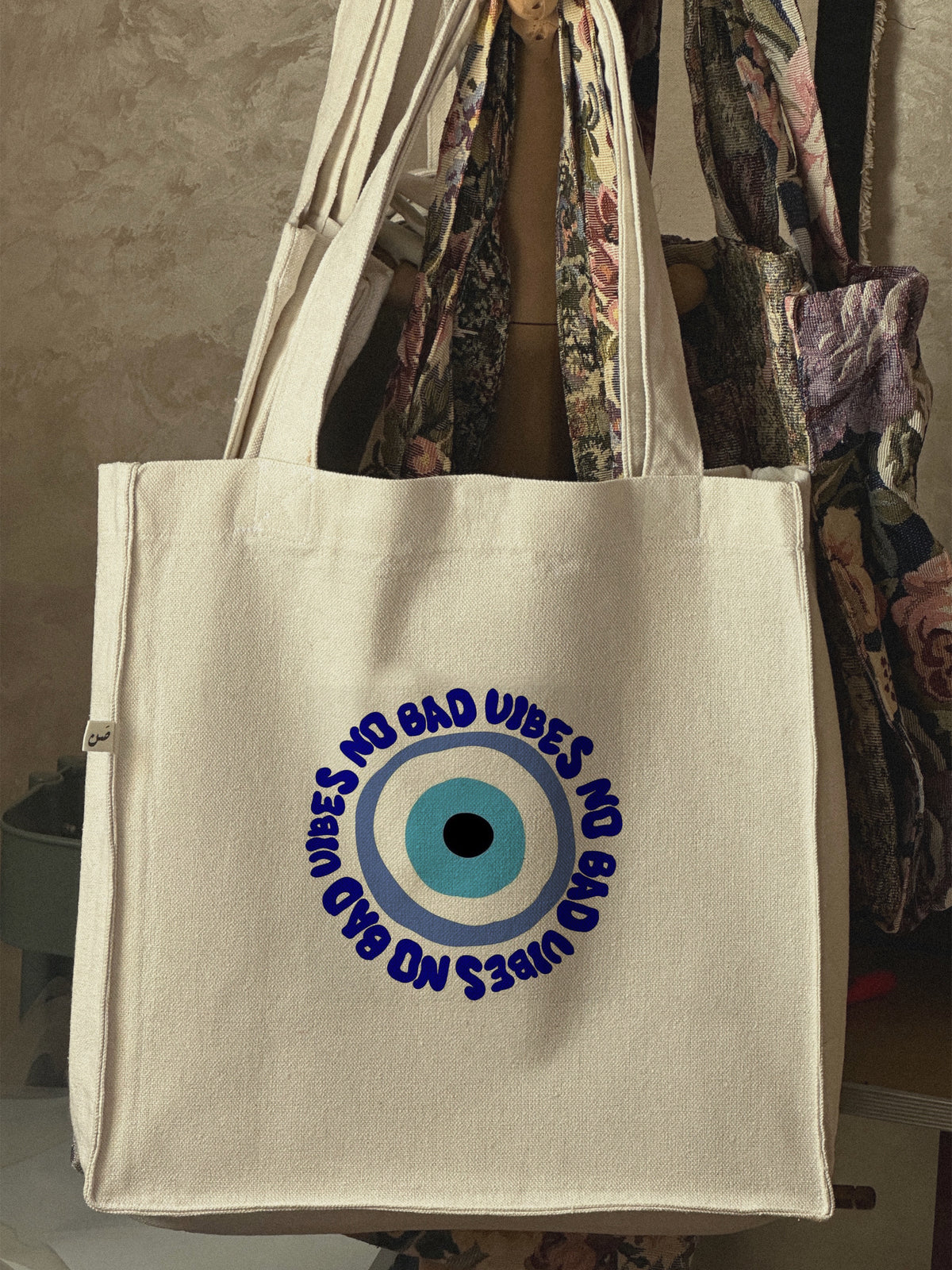 evil eyes — large tote bag